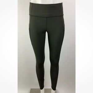 Athleta Sz M Rainier Tights Green Nylon Spandex Workout Running Pants
